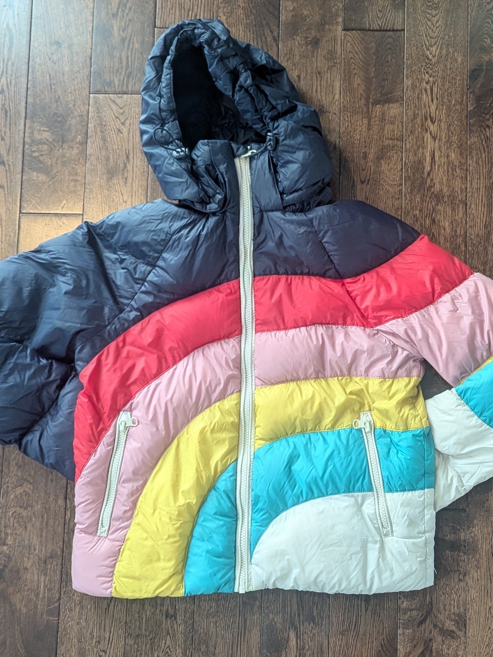 Marine Layer Archive Rainbow Colorblock Puffer Jacket